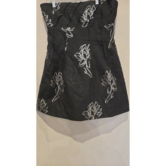 ML Monique Lhuillier Women's Strapless Naomi Jacquard Floral Minidress Black 10 - Picture 5 of 12
